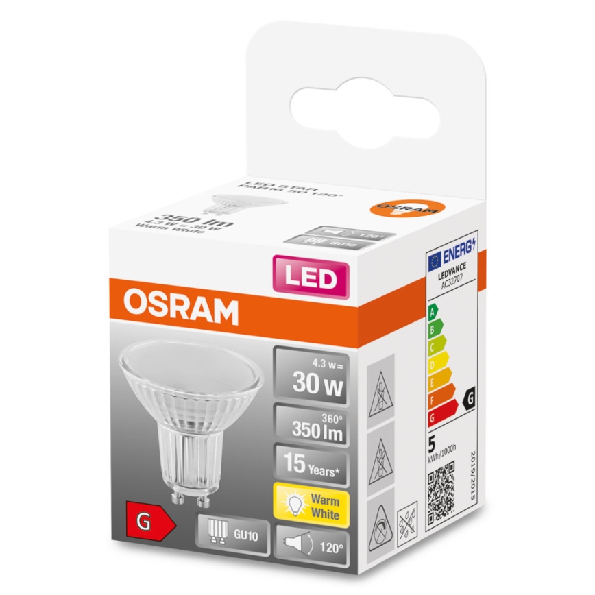 LED elektros lemputė STAR PAR16 GU10/4,3W/230V 2700K 120° - Osram