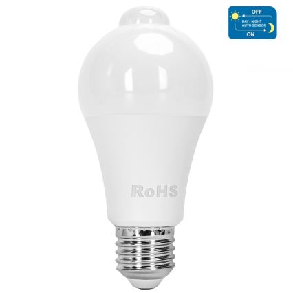 LED elektros lemputė su judesio ir prieblandos jutikliu A60 E27/12W/230V 3000K - Aigostar