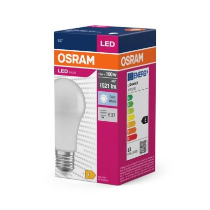 LED elektros lemputė VALUE A100 E27/13W/230V 4000K - Osram