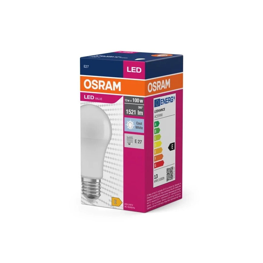 LED elektros lemputė VALUE A100 E27/13W/230V 4000K - Osram