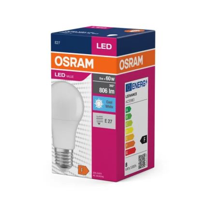 LED elektros lemputė VALUE A60 E27/8W/230V 4000K - Osram