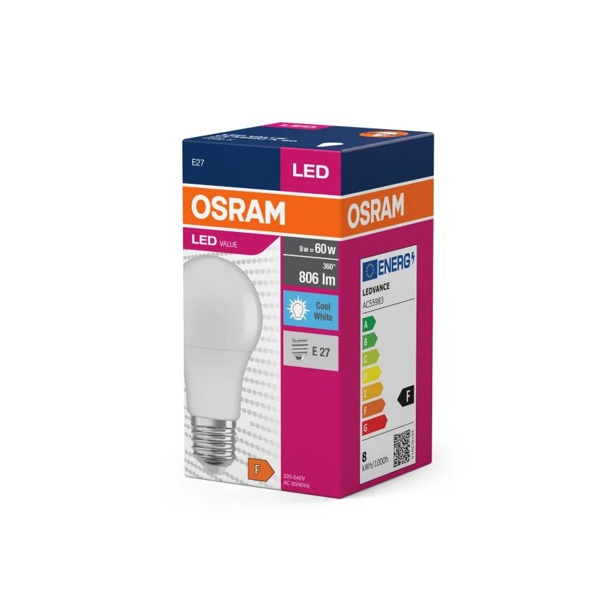 LED elektros lemputė VALUE A60 E27/8W/230V 4000K - Osram