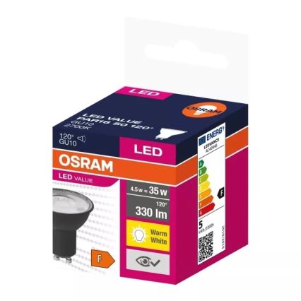 LED elektros lemputė VALUE PAR16 GU10/4,5W/230V 2700K 120° juoda - Ledvance