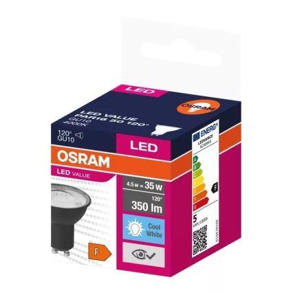 LED elektros lemputė VALUE PAR16 GU10/4,5W/230V 4000K 120° juoda - Osram