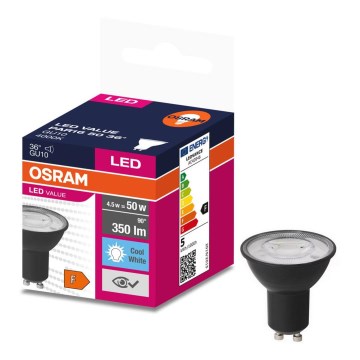 LED elektros lemputė VALUE PAR16 GU10/4,5W/230V 6500K 36° juoda - Osram