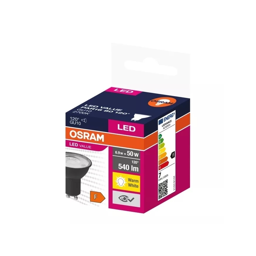 LED elektros lemputė VALUE PAR16 GU10/6,9W/230V 2700K 120° juoda - Ledvance