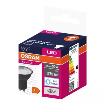 LED elektros lemputė VALUE PAR16 GU10/6,9W/230V 6500K 120° juoda - Ledvance