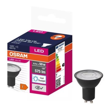 LED elektros lemputė VALUE PAR16 GU10/6,9W/230V 6500K 120° juoda - Osram
