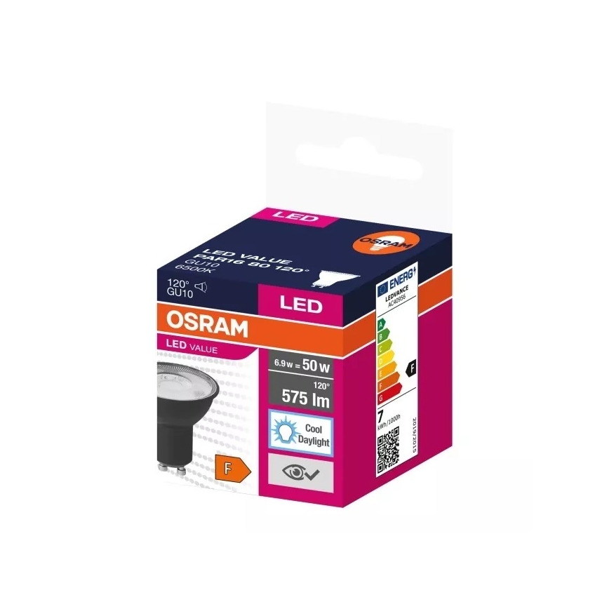 LED elektros lemputė VALUE PAR16 GU10/6,9W/230V 6500K 120° juoda - Osram