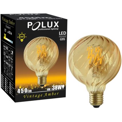 LED elektros lemputė VINTAGE AMBER G95 E27/4W/230V 2700K