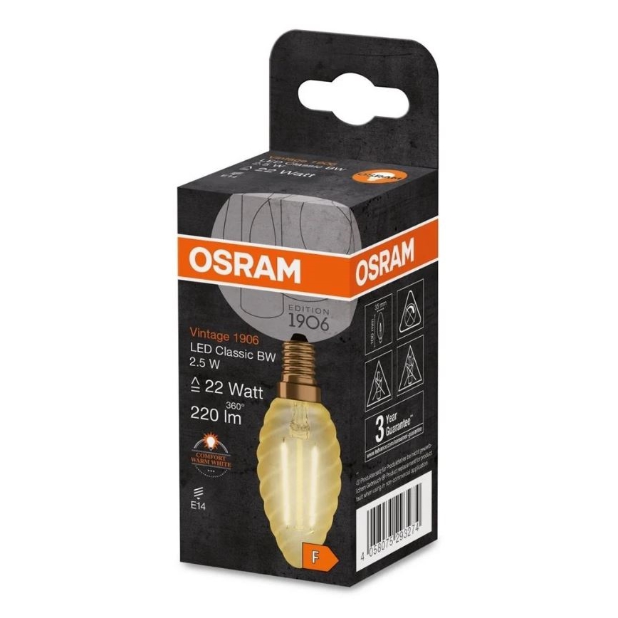 LED elektros lemputė VINTAGE E27/2,5W/230V 2400K - Osram