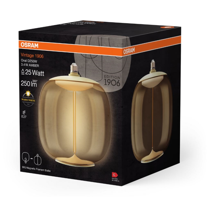 LED elektros lemputė VINTAGE FILAMENT E27/3,4W/230V 2700K - Osram