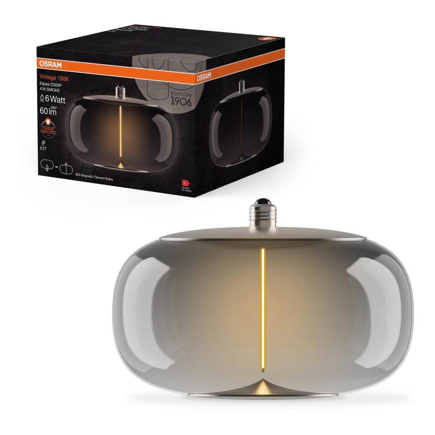 LED elektros lemputė VINTAGE FILAMENT E27/4W/230V 1800K dūminis - Osram