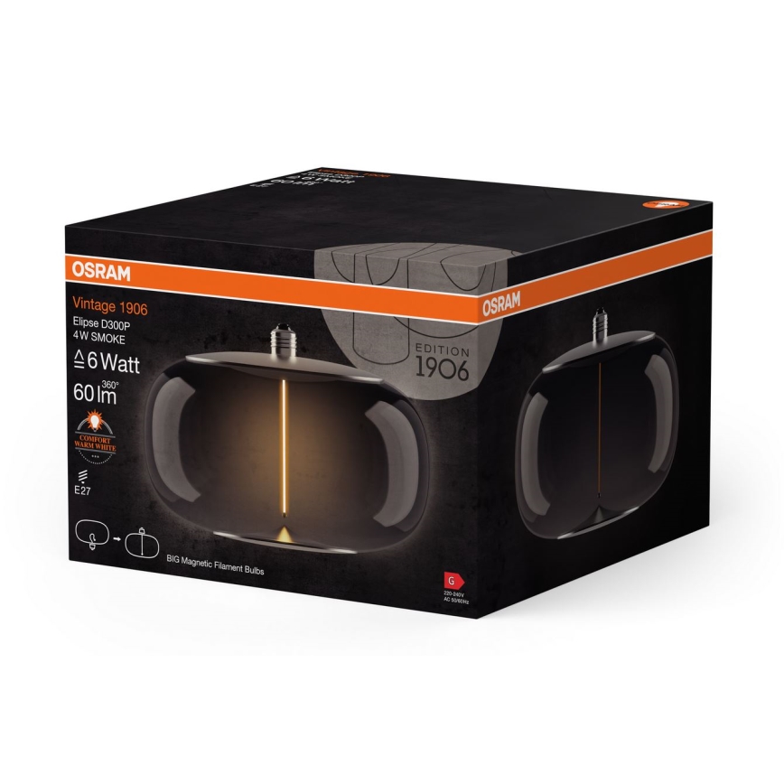 LED elektros lemputė VINTAGE FILAMENT E27/4W/230V 1800K dūminis - Osram