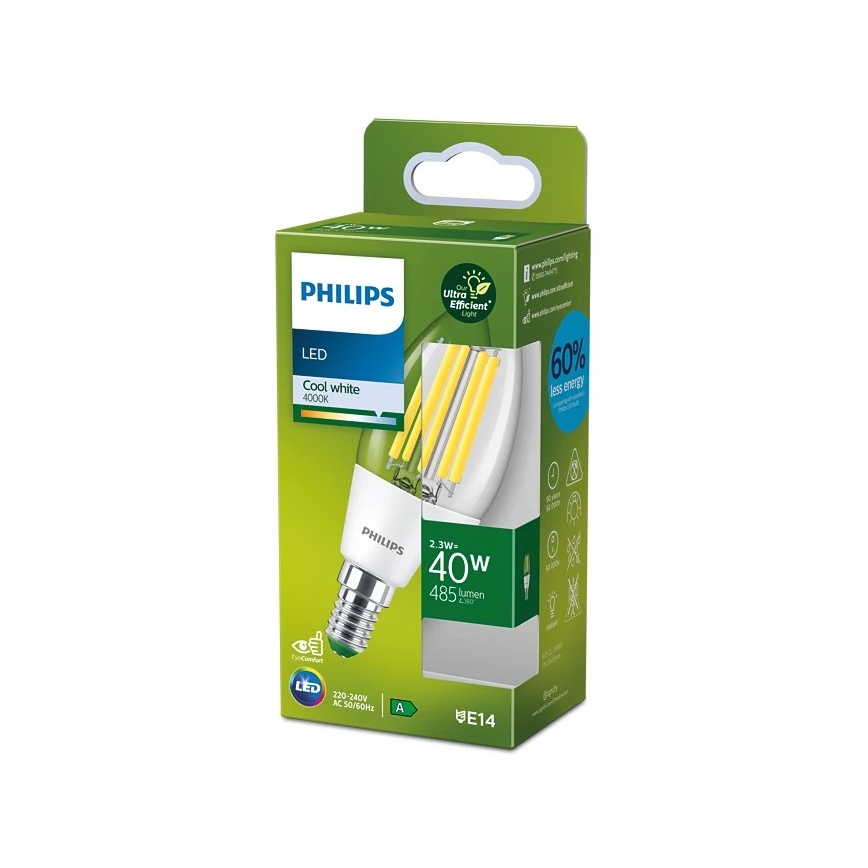 LED elektros lemputė VINTAGE Philips B35 E14/2,3W/230V 4000K
