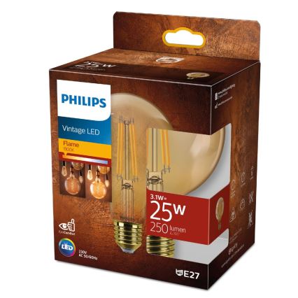 LED elektros lemputė VINTAGE Philips G95 E27/3,1W/230V 1800K