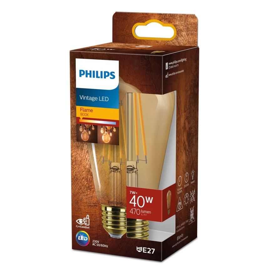 LED elektros lemputė VINTAGE Philips ST64 E27/7W/230V 1800K