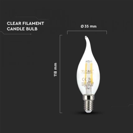 LED filamentinė lemputė E14/4W/230V 3000K
