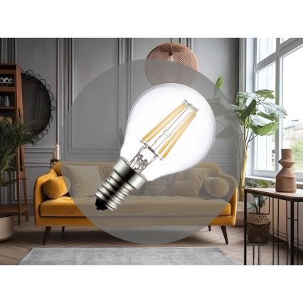 LED filamentinė lemputė G45 E14, 6 W, 230 V, 4000 K