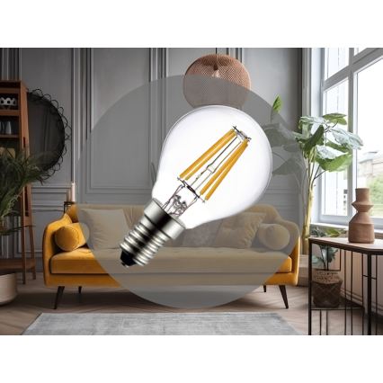 LED filamentinė lemputė G45 E14, 6 W, 230 V, 4000 K