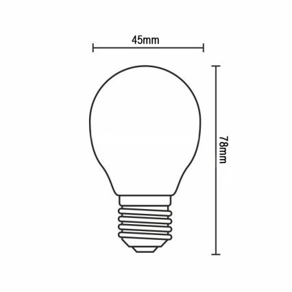 LED filamentinė lemputė G45 E14, 6 W, 230 V, 4000 K