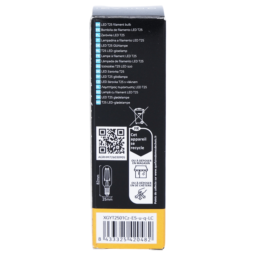 LED filamentinė lemputė T25 E14/6W/230V 3000K - BRILAGI