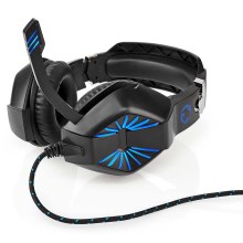 LED Gaming ausinės su mikrofonu juodos/mėlynos spalvos