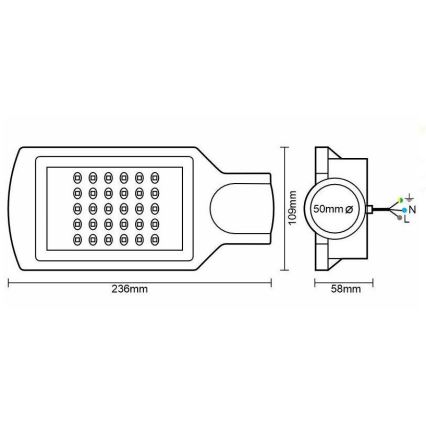 LED gatvės šviestuvas LED/30W/170-400V IP67