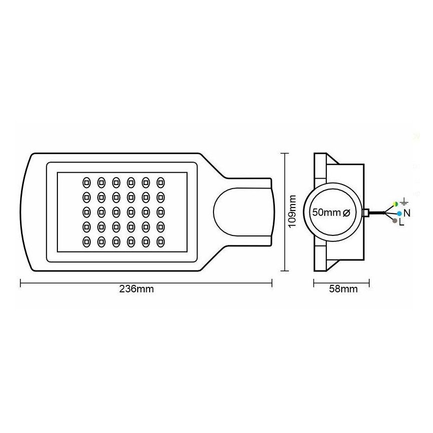 LED gatvės šviestuvas LED/30W/170-400V IP67