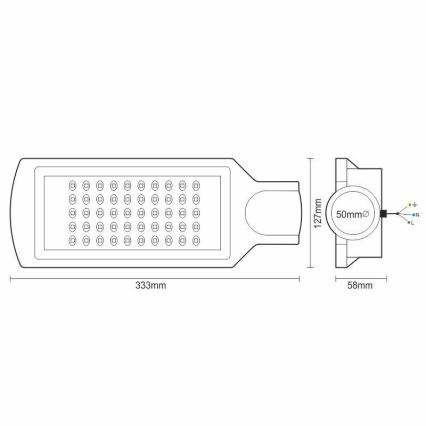 LED gatvės šviestuvas LED/50W/170-400V 4000K IP65