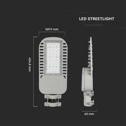 LED gatvės šviestuvas SAMSUNG CHIP LED/50W/230V 6500K pilka