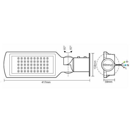 LED Gatvės šviestuvas su jutikliu LED/50W/170-400V IP65