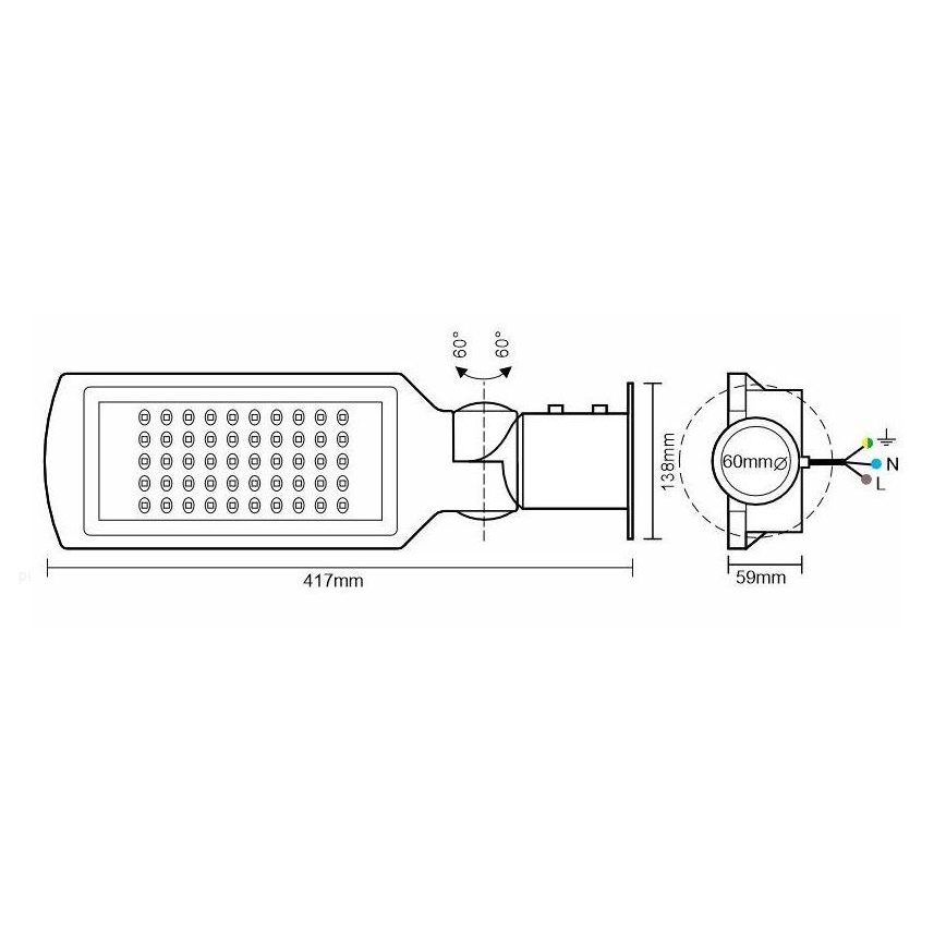 LED Gatvės šviestuvas su jutikliu LED/50W/170-400V IP65