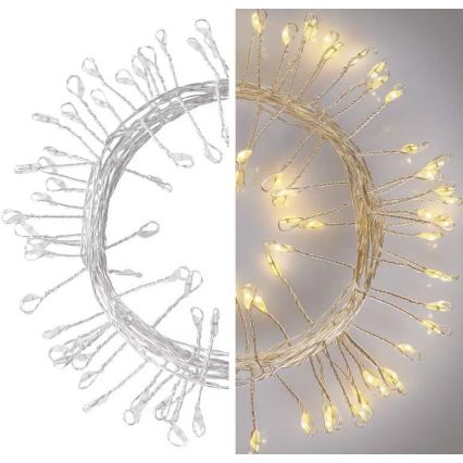 LED girlianda 100xLED/3xAA 2,7m šiltai balta