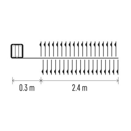 LED girlianda 100xLED/3xAA 2,7m šiltai balta