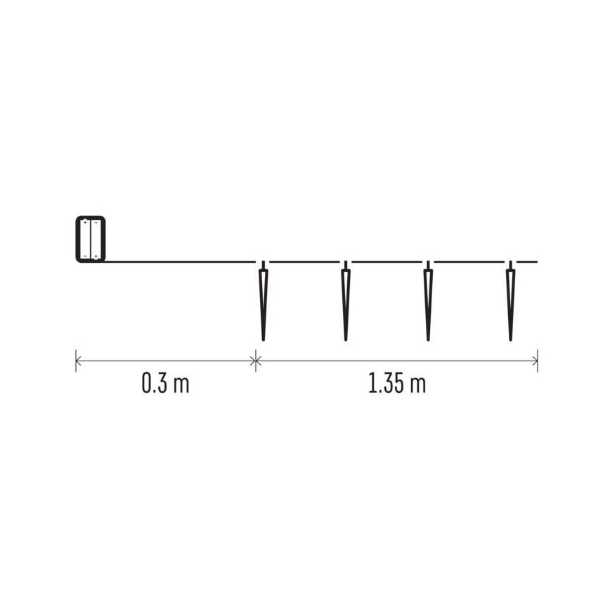 LED girlianda 10xLED/2xAA 1,65m