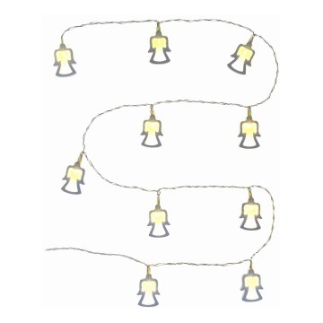 LED girlianda 10xLED/2xAA 1,8m šiltai balta