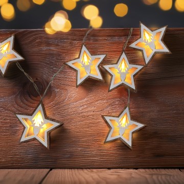 LED girlianda 10xLED/2xAA 1,8m šiltai balta