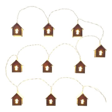 LED girlianda 10xLED/2xAA 2,3 m šiltai balta