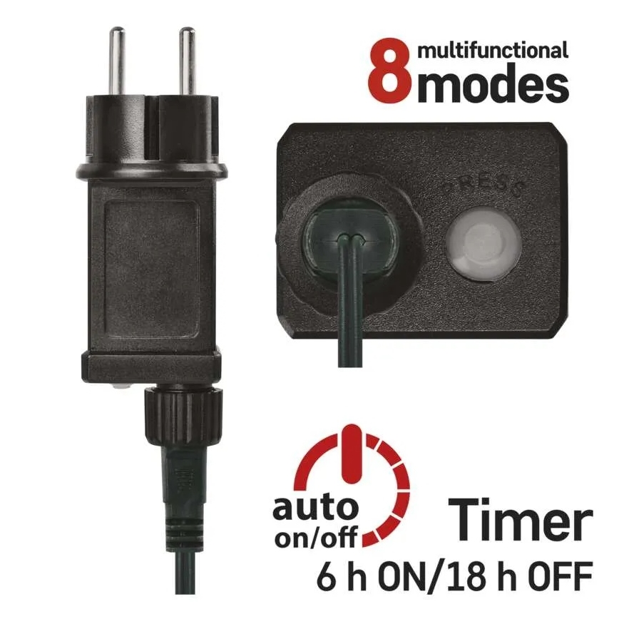 LED girlianda 200 LED, 8 funkcijų, 25 m, IP44, daugiaspalvė