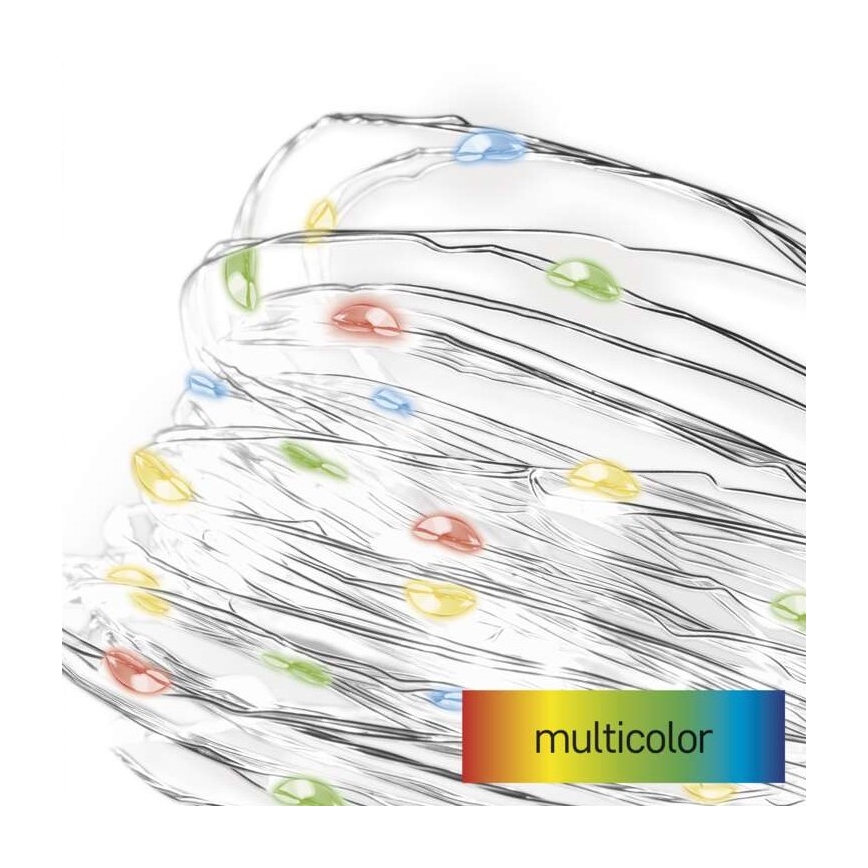 LED  girlianda 20xLED/2xAA 2,4m daugiaspalvė