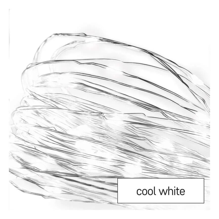 LED  girlianda 20xLED/2xAA 2,4m šaltai balta