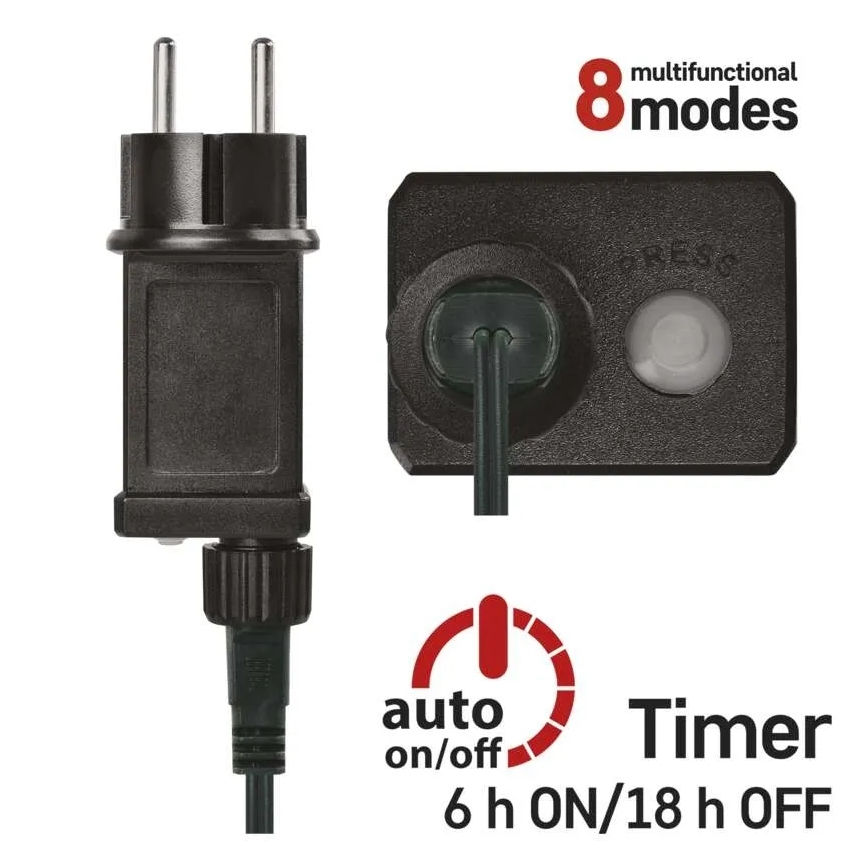 LED  girlianda 300xLED/8 funkcijų 35m šaltai balta