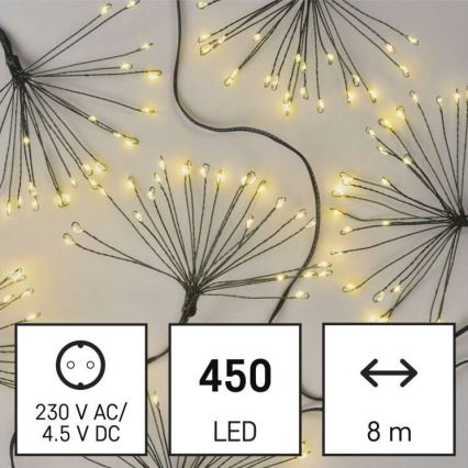LED girlianda 450xLED/11m šiltai balta