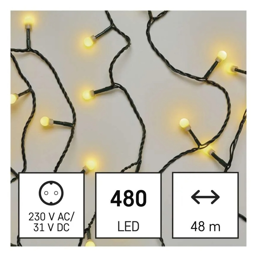 LED girlianda 480xLED/8 funkcijų 53m IP44 šilta balta
