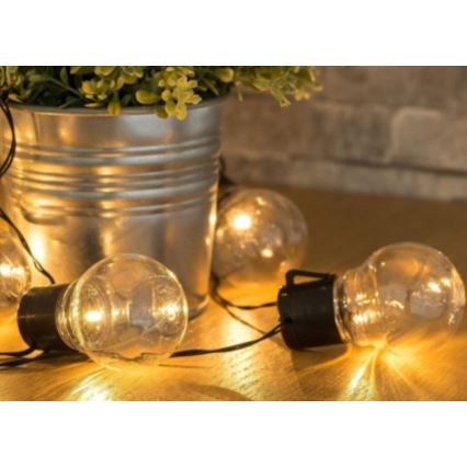 LED grandinė, įkraunama saulės šviesa 10xLED/1,2V 2m 300 mAh IP44 šilta balta
