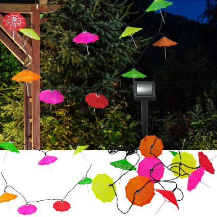 LED grandinė, įkraunama saulės šviesa 10xLED/1,2V 300 mAh 3,8 m IP44 skėčiai