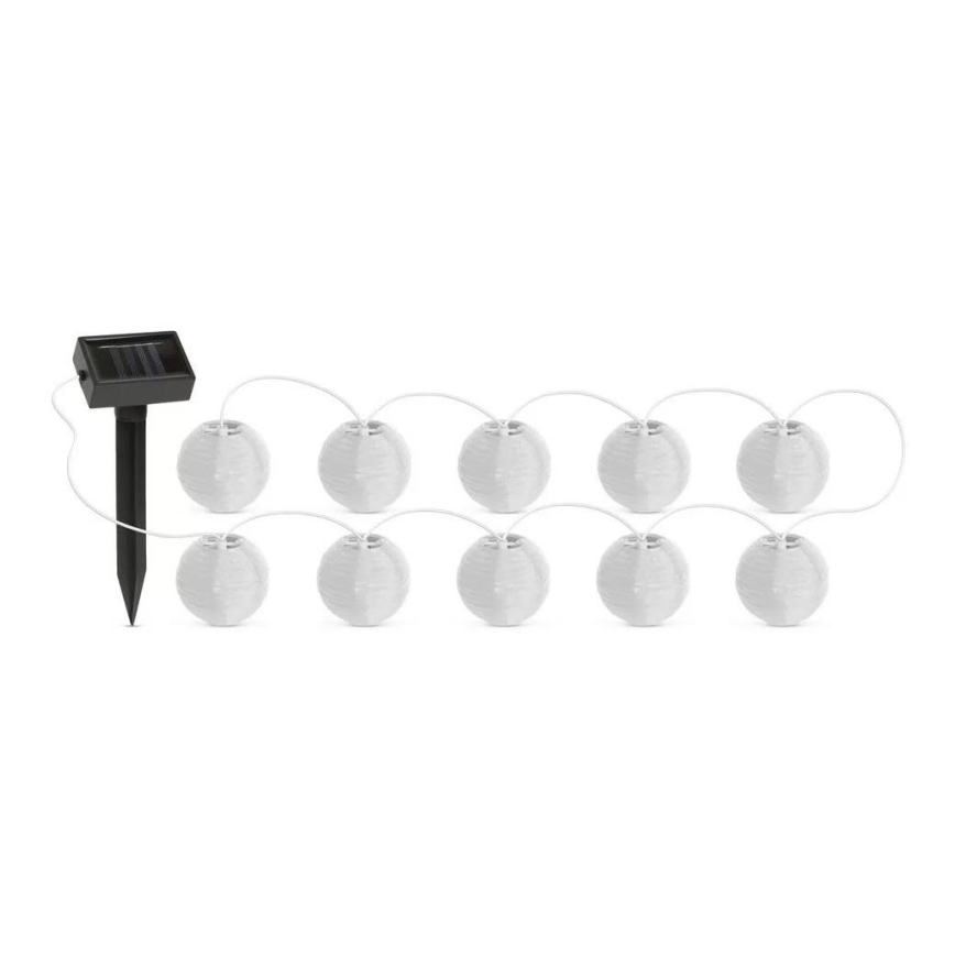 LED grandinė, įkraunama saulės šviesa 10xLED/1,2V 300mAh 3,7m IP44 šalta balta