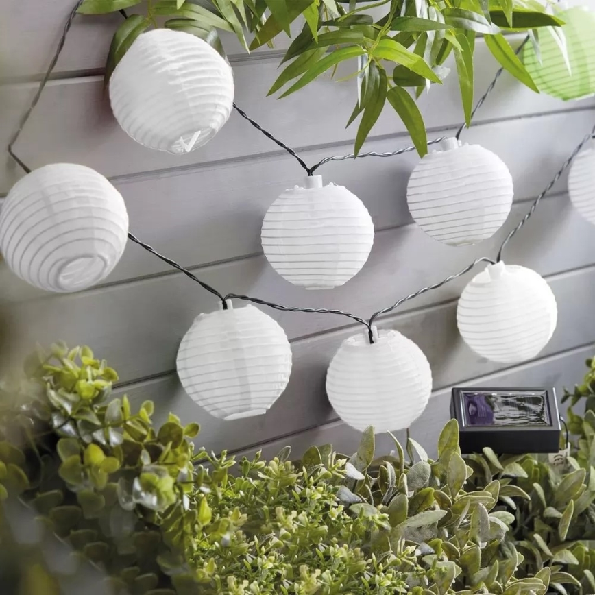 LED grandinė, įkraunama saulės šviesa 10xLED/1,2V 300mAh 3,7m IP44 šalta balta