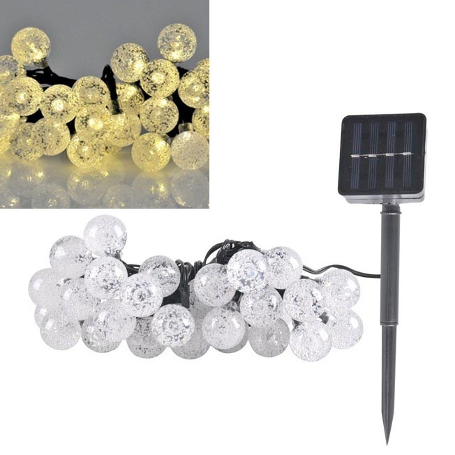 LED grandinė, įkraunama saulės šviesa 30xLED/8 funkcijos 300 mAh 4,9m IP44 šilta balta